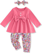 oklady Toddler Baby Girl Clothes Solid Color Ruffle Tops Floral Pants by Oklady