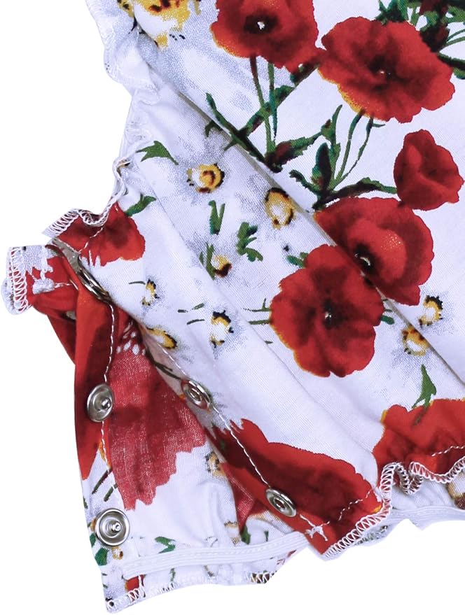 Baby Girl's Floral Print Ruffles Romper Summer Clothes - Image 7