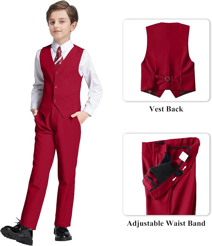 JPF Boy's Formal Suit Set Slim Fit Kids Tuxedo Suits - Image 3
