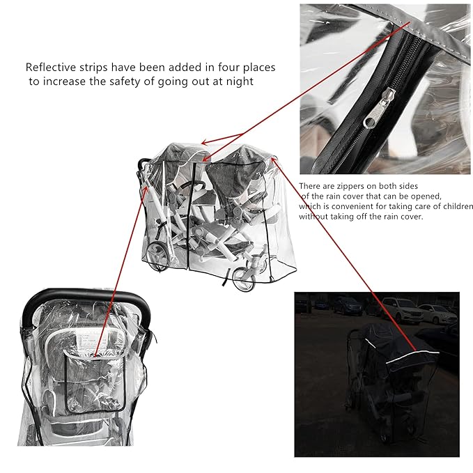 Double Stroller Rain Cover, Rain Cover - Image 6