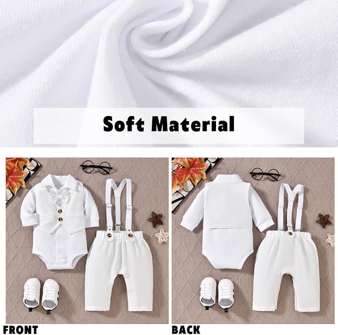 Aalizzwell Baby Boys Gentleman Outfit 3 Piece Formal Suit Set - Image 5