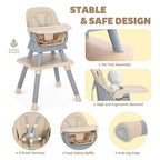 Baby High Chair, 8 in 1 Convertible Highchairs - Image 4