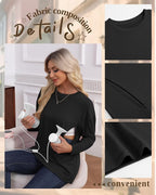 3 Pack Women's Nursing Breastfeeding Tops, Long Sleeve Maternity Shirts - Image 4