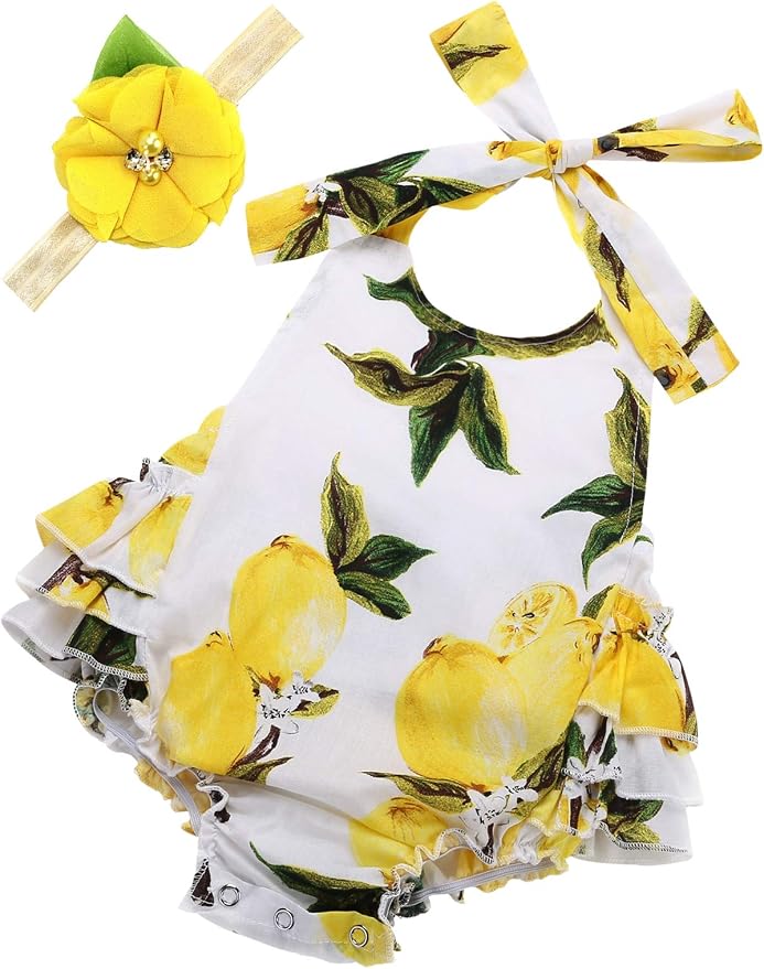 Baby Girl's Floral Print Ruffles Romper Summer Clothes by PrinceSasa
