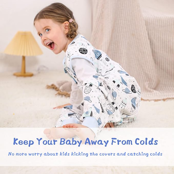 WONDAY Toddler Sleep Sack with Feet, 0.5 Tog Sleeping Sacks - Image 6