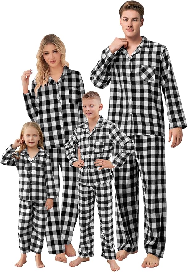 QZH.DUAO Matching Family Christmas Pajamas Set Long Sleeve Holiday Warm by QZHDUAO