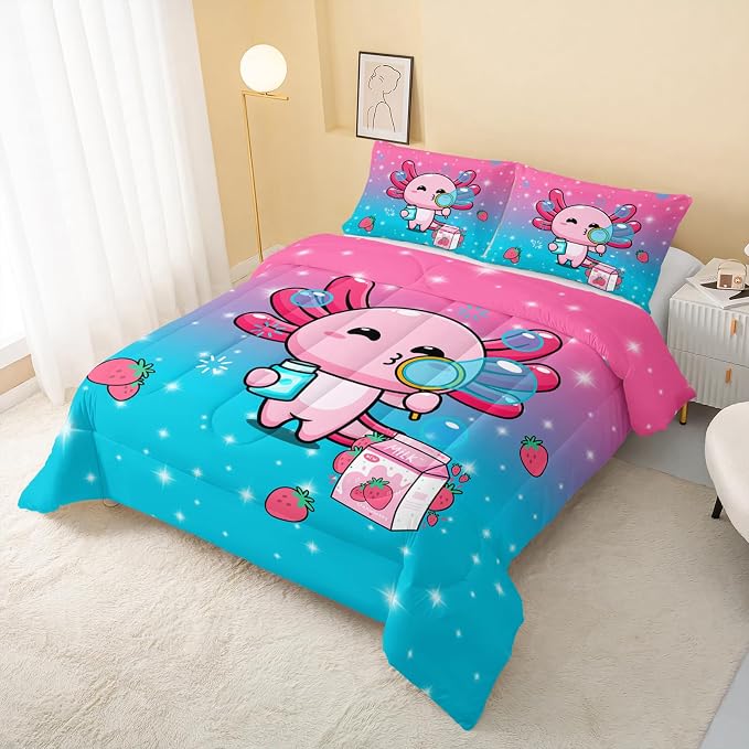QOOMO Kawaii Axolotl Comforter, Down Alternative, Soft and Lightweight - Image 3
