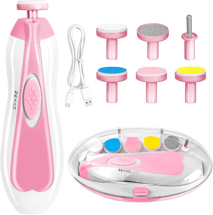 Baby Nail Trimmer Electric, 6 in 1 Rechargeable Baby Nail Clippers Manicure Set by Qunlionslife