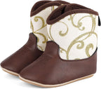 MK MATT KEELY Leather Western Boots Cowboy Bootie Soft Sole Non-Slip Crib Shoes - Image 2