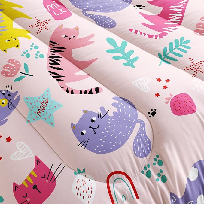 QOOMO Kawaii Cats Comforter Queen Size, Down Alternative, Soft and Lightweight - Image 5