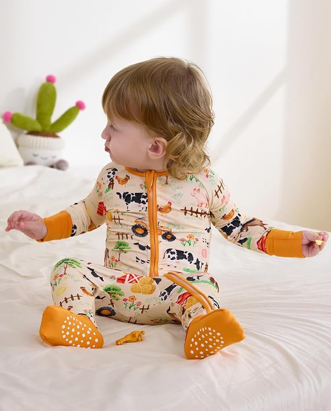 Bamboo Viscose Baby Convertible Footie Pajama, Zipper Pajamas - Image 6