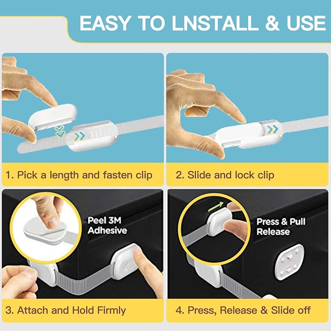 Cabinet Locks Baby Proofing No Drill, Door Locks - Image 4