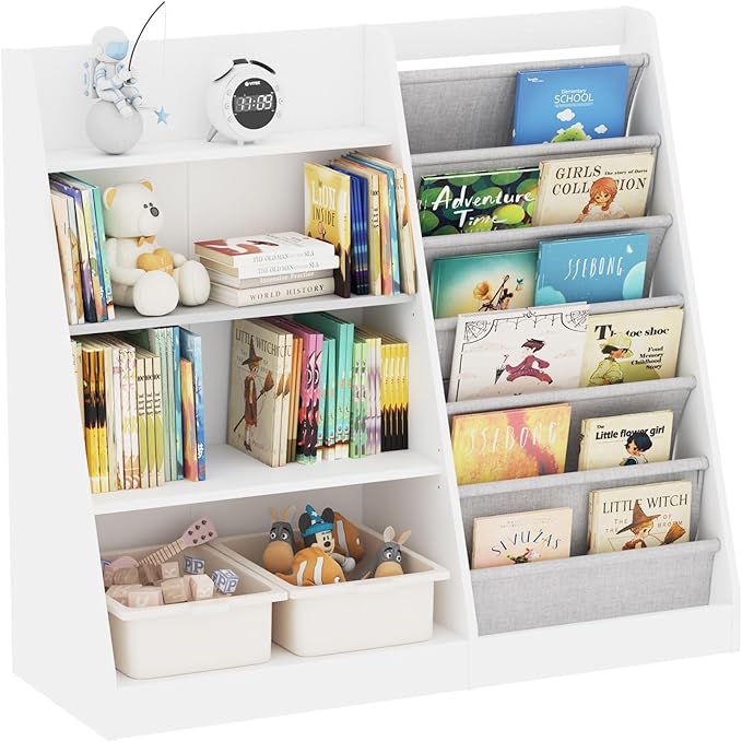 White Kids Bookshelf Wood Toy Storage Organizer Cabinet Children Bookcase by HedoAjim