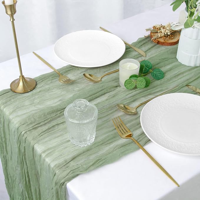 FEXIA 10 Pack Sage Green Table Runner 35x120 Inches - Image 4