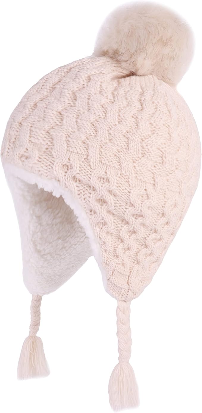 LANGZHEN Toddler Kids Infant Winter Hat, Earflap Knit Warm Cap Fleece Lined - Image 2