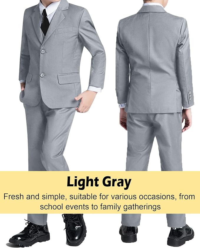 Boys’ Formal Suit 5 Piece Set, Toddler Tuxedos - Image 4