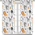 Cute Cartoon Animals Curtains Tropical Jungle Animals Elephant Giraffe Monkey - Image 3