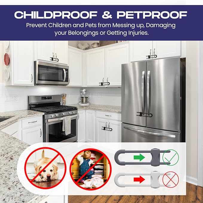 Jetec 10 Pieces Cabinet Locks for Babies, U-Shaped Proofing Drawers Safety - Image 3