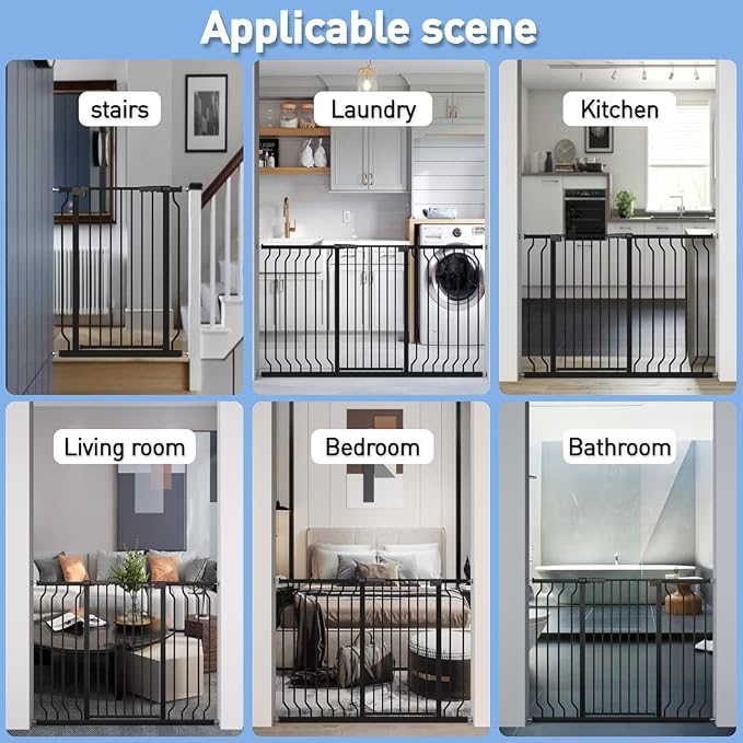 WAOWAO Extra Tall 40.55" Baby Gate 29.92-63.38" Wide Pressure Mounted Walk - Image 6