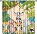 Animals Curtains Colorful Forest Cartoon Cute Zebra Tiger Elephant by JADERYS