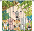 Animals Curtains Colorful Forest Cartoon Cute Zebra Tiger Elephant by JADERYS