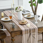Artoid Mode Pearl Pink Gauze Table Runner 59x120 Inch, Seasonal Sheer Kitchen - Image 3