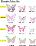 JOSDIOX 3D Butterfly Wall Decor 48 Pcs 4 Styles 3 Sizes, Laser Pink Butterflies - Image 2