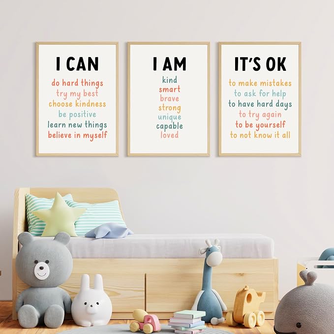 Kids Affirmation Wall Art Positive Canvas Wall Decor Inspirational Quotes Wall - Image 4