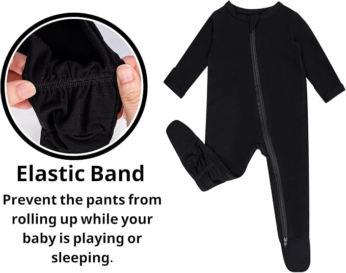 Baby Boy Footed Pajamas with Mittens, Rayon Made from Bamboo Sleepers, 2 Way - Image 3
