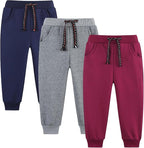 3 Pack Boy's and Girl's Fleece Pull on Jogger Sweatpant by Funnymore