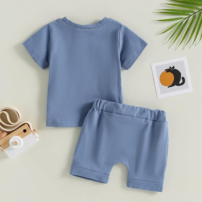 Rtnnsbbfcm Newborn Baby Boy Summer Clothes Short Sleeve Color Block Front - Image 3