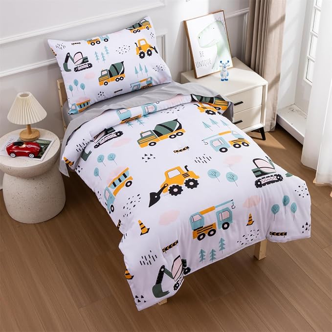 NTBED 4 Pieces Construction Toddler Bedding Set - Image 3