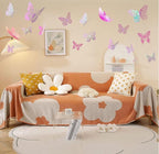 JOSDIOX 3D Butterfly Wall Decor 48 Pcs 4 Styles 3 Sizes, Laser Pink Butterflies - Image 7