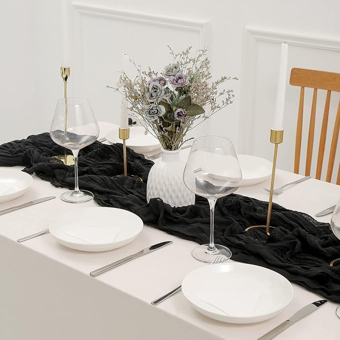 DOLOPL Black Halloween Cheesecloth Table Runner - Image 4