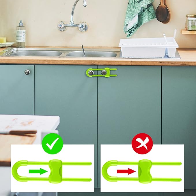 Jetec 10 Pieces Cabinet Locks for Babies, U-Shaped Proofing Drawers Safety - Image 6