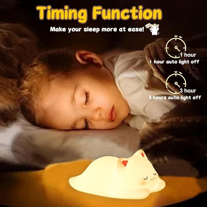 Tremdwoto Cat Night Light for Kids, Cute Colorful Night Light Baby Girl Squishy - Image 4