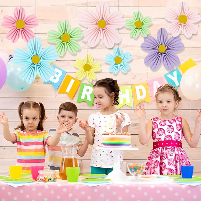 YUNXUAN Pastel Party Decorations Paper Fan Paper Flowers Decorations - Image 5