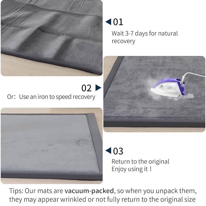 ACOMOPACK Baby Play Mat for Floor 1.3" Thick Memory Foam 50x50 Soft Velvet - Image 6