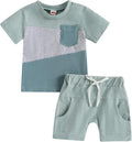Rtnnsbbfcm Newborn Baby Boy Summer Clothes Short Sleeve Color Block Front by Rtnnsbbfcm
