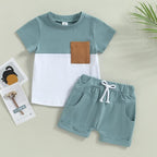 Rtnnsbbfcm Newborn Baby Boy Summer Clothes Short Sleeve Color Block Front - Image 2