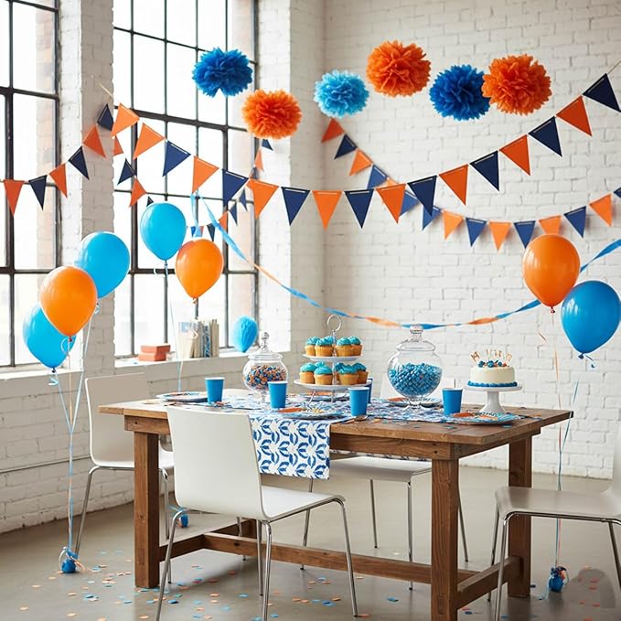 Blue and Orange Pennant Banner - Image 2