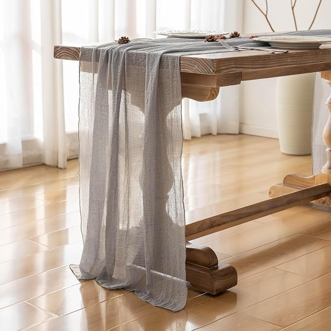 6pcs Dusty Blue Gauze Rustic Cheesecloth Table Runner 120 Inch 10 FT - Image 4