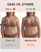 OEAK Womens Deep V Bras Wireless Comfortable Bra Supportive No Underwire Bras - Image 4