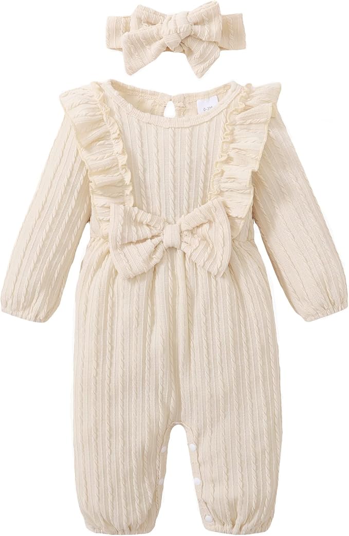 Happy Town Baby Girl Romper Infant Fall Winter Clothes Ruffle Sweater Long by HappyTown