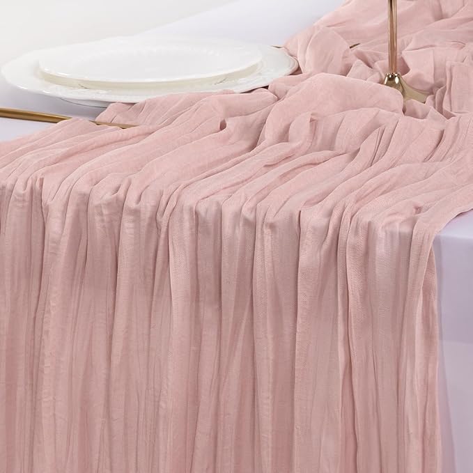 Socomi 4pcs Pink Table Runner Spring Easter Cheesecloth Table Runner 170 inch by Socomi
