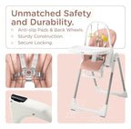 KÜB 3-in-1 Foldable Baby High Chair, 7 Height & 4 Recline Adjustable Seat & Tray - Image 4
