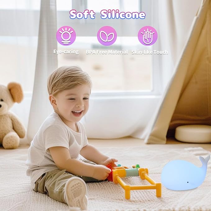 Silicone Night Light for Kids – Rechargeable Tap Control Lamp - Image 2