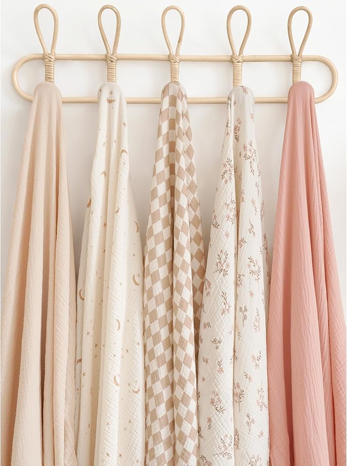 Konssy 3 Pack Muslin Swaddle Blankets - Image 5