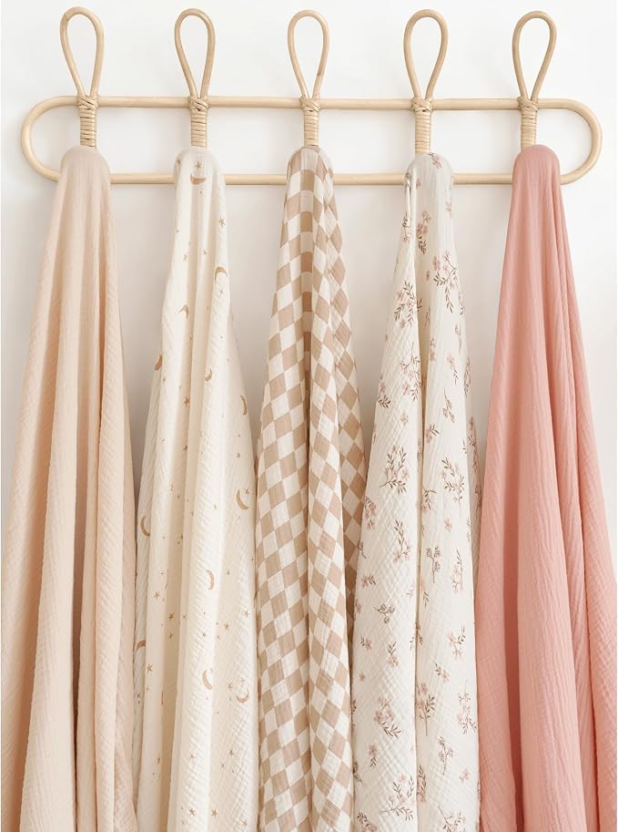 Konssy 3 Pack Muslin Swaddle Blankets - Image 5