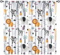 Cute Cartoon Animals Curtains Tropical Jungle Animals Elephant Giraffe Monkey by JADERYS